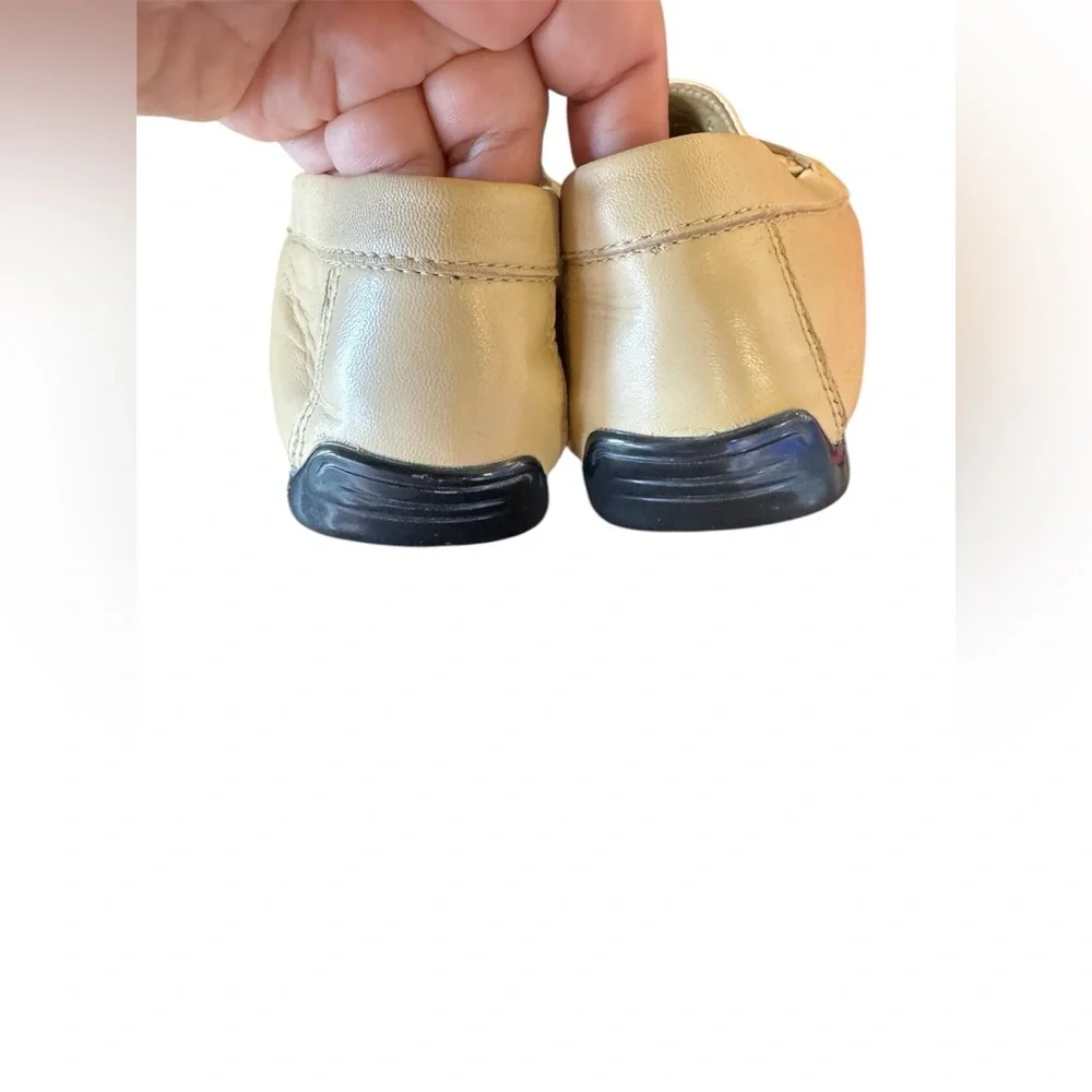 Beige Woven Leather Loafers
